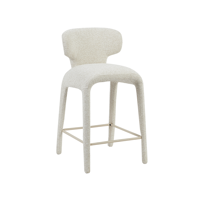 NOVA Taburete de bar con respaldo completo tapizado y reposapiés
